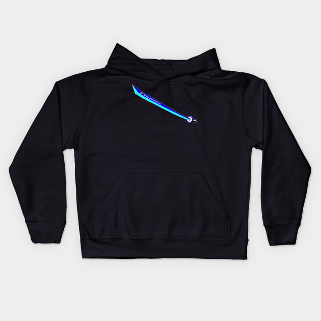 Katana with Blank Text, v. Code Blue Teal Kids Hoodie by punchado